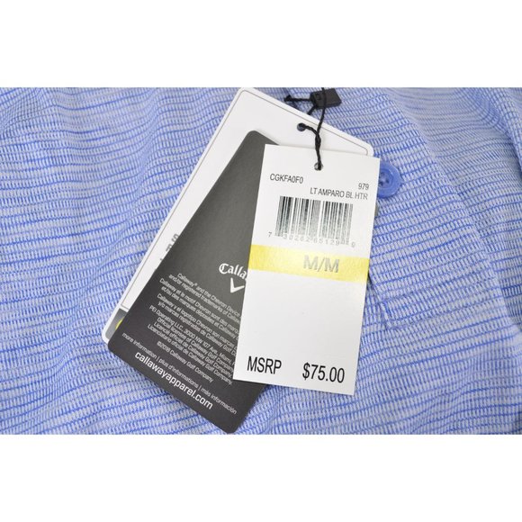NEW Callaway Men's Opti Dri Sun Protection Golf Polo Shirt Size Medium BLUE - Picture 5 of 5